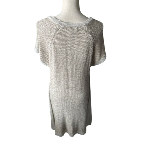 Style & Co. Sweater Tunic Rye Combo Tan Short Cap Sleeve Knit Pockets Size XL - Picture 2 of 4